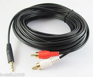 1x 33Ft 10M Aux 3.5mm Gold Male Plug to 2 RCA Gold Male Stereo Audio Cable Cord - Picture 1 of 3