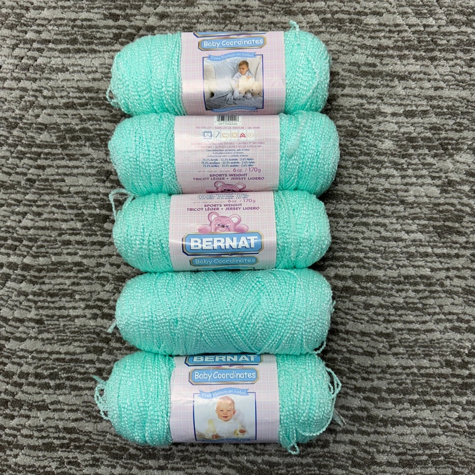 Bernat Baby Coordinates Afghan 5 madejas 6 oz Ea Sports peso verde menta-RARO Foto 1 de 4