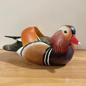 Handcarved & Painted Wooden Mandarin Duck Decoy Glass Eyes Nengah Sugarsana 2024 - Picture 1 of 13