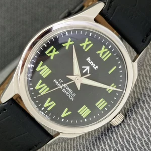 VINTAGE HMT HAND-WINDING INDIAN MENS BLACK COLOR DIAL WATCH a1319-A - Picture 1 of 9