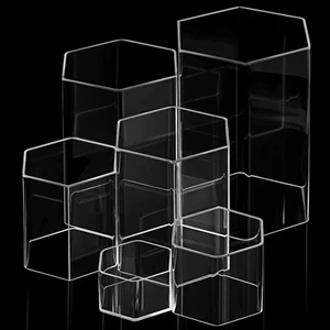 Hexagonal Jewelry Display Risers Hexagonal Market Display Risers Stands Acryl... - Picture 1 of 5