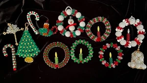 12 adornos navideños vintage hechos a mano con cuentas - Imagen 1 de 7