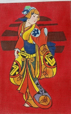 Julia Needlepoint Canvas Oriental Geisha QE190  18 Ct Mono Zweigart 9x6 Design - Image 1 of 4