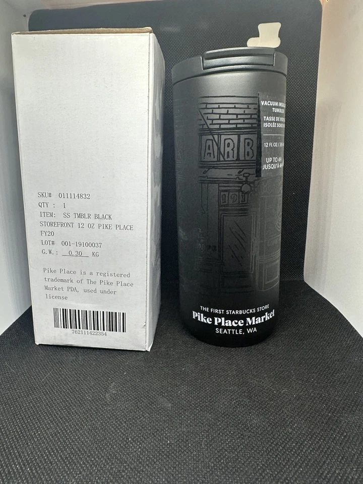 星巴克黑色店面第一店派克广场不锈钢玻璃杯12盎司 — 第 1/1 张图片