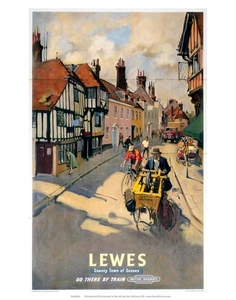 Lewes County Stadt Sussex (alte Eisenbahnanzeige.) kühlschrankmagnet - Bild 1 von 1