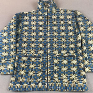 Vintage Columbia Jacket Mens Large Blue Geometric USA Fleece Outdoor - Picture 1 of 12
