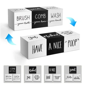 Farmhouse Set of 3 for Bathroom Decor Funny Bathroom Sign with Unique Sayings... - Foto 1 di 7