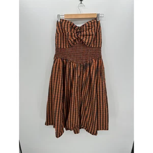 Einzigartiges Vintage Damen orange gestreiftes trägerloses Halloween Kleid Größe 2X Taschen - Bild 1 von 9