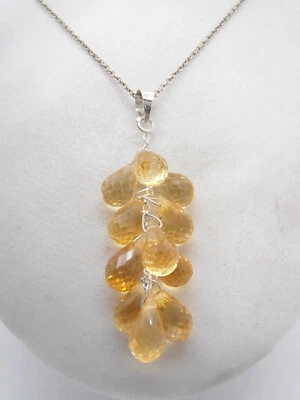 Ciondolo e Catenina in Argento 925 con Topazi Gialli naturali - Pendente Pietra - Immagine 1 di 4