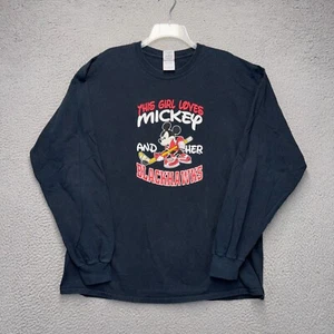 Chicago Blackhawks Shirt This Girl Loves Mickey and Her Blackhawks Long Sleeve - Picture 1 of 11