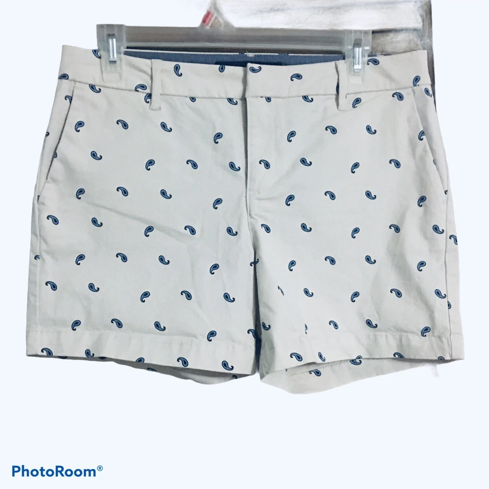 Pantalones Cortos Tommy Hilfiger Mujer Azul Marfil Paisley Talla 6 Foto 1 de 4