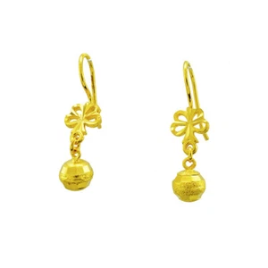 ORECCHINO PLACCATO ORO GANCIO NODO SFERA LAMPADARIO GLITTER ORIENTALE SCINTILLANTE STILE TAILANDESE - Foto 1 di 2