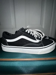 Vans Zapatos Hombres 8.5 Mujeres 10 Old Skool Skate Zapatillas bajas Negras Excelente Estado - Imagen 1 de 8
