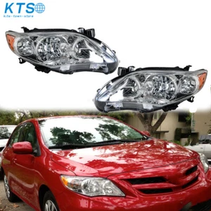 For 2011-2013 Toyota Corolla Projector Headlight Chrome Bezel Halogen Type LH+RH - Picture 1 of 15