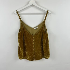 Cami de terciopelo con botones Madewell para mujer talla 14 vintage dorado seda viscosa G7437 - Imagen 1 de 11