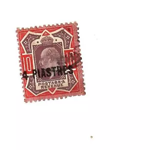 British Levant 1911 4 pi en 10 d púrpura y escarlata usado - Imagen 1 de 1