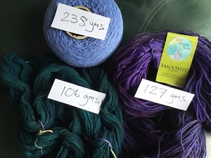 AB FAB pure WOOL SKIENS 471 GramsTOTAL purple/teal Lavender SockYarn 🧶Stunning - Picture 1 of 20