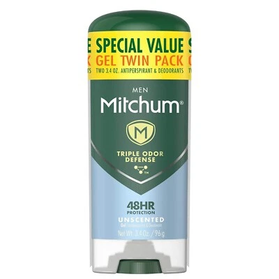 PACK DOBLE Mitchum Hombres Antitranspirante Gel Desodorante Triple Defensa de Olores Sin Perfume Foto 1 de 4