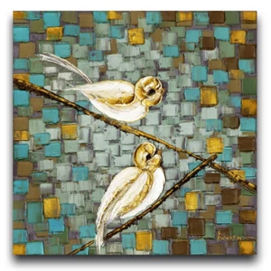 Birds Art PRINT Abstract Wall Art on canvas birds on a branch by Susanna Shap - Picture 1 of 5