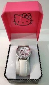 Brand New Box Hello Kitty Sanrio Wrist Watch - White Leather Band Needs Battery - Picture 1 of 7