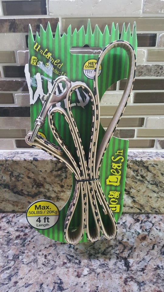 Correa para perro animal salvaje marrón negro estampado de guepardo de 4 pies de largo para caminar por el parque  Foto 1 de 4