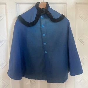 Vintage Mennonite Cape Hand Made Lined Girls Blue - Christmas Caroler - Picture 1 of 13