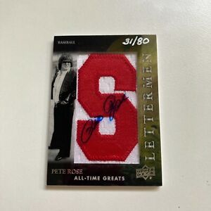 2012 Upper Deck Pete Rose Letterman #31/80 Patch Auto Signed Baseball Card