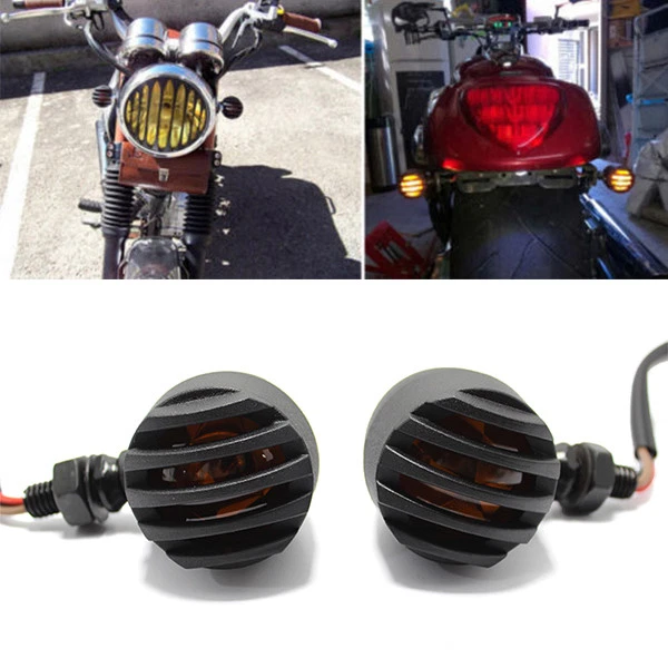 2X LUZ INDICADORA DE GIRO MOTO PARA HARLEY CHOPPER BOBBER CAFÉ RACER Foto 1 de 4