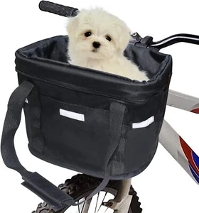 Foldable Bike Basket Front Bicycle Handlebar Basket Folding Pet Cat Dog Carrier - Picture 1 of 12