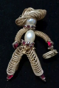 Weiss Vintage Figural Brooch: Cowboy w/Rhinestones & Lariat - Picture 1 of 3