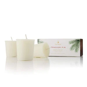 Thymes Frasier Fir Candle – Frosted Plaid Collection – Green & White Glass Ja... - Picture 1 of 6