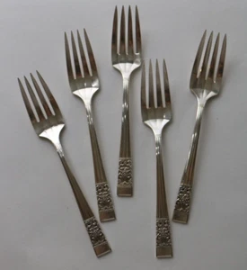 5 tenedores de ensalada Oneida Coronation Community cubiertos plateados - Imagen 1 de 5