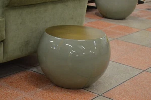 Meridiani BONGO Table Low Side Table Green Gloss Round Brass Metal Top Exdisplay - Picture 1 of 12