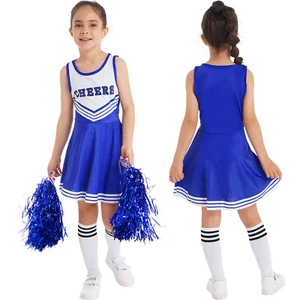 Kids Girls Outfit Cheer Leader Uniform Photo Shoot Cheerleading Costume Socks - Picture 1 of 67