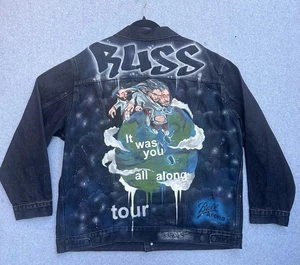 Levis Premium Jacket Men XL Black Russ Tour Custom Art Breanna Berry New W Tag - Picture 1 of 13