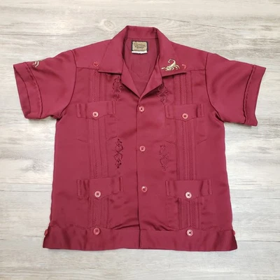 Chamizazo Alvarez Shirt Boys 6 Red Embroidered Guayabera Scorpion Mexico Western - Image 1 of 4