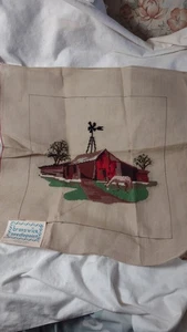 Tapiz vintage de punta de aguja sin terminar 23x23 granero - Imagen 1 de 4