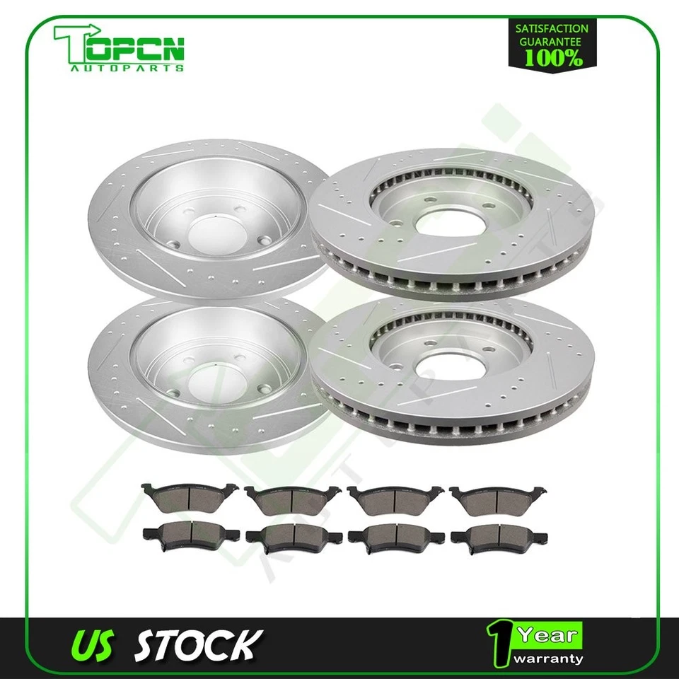 Brake Rotors Metallic Pads Front + Rear For 2001-2006 2007 Dodge Grand Caravan - Изображение 1 из 1