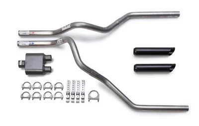 07-15 Ford F150 F250 Truck Mandrel Dual Exhaust Flowsound 1-Chamber Black Tips - Image 1 of 4