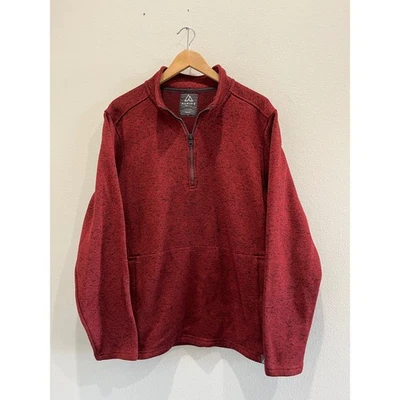 Suéter Pullover Polar Alpine Design Para Hombre Rojo Jaspeado Cuarto Cremallera Foto 1 de 4