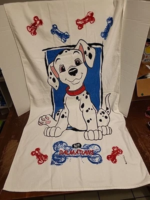 Vintage 101 Dalmatians Beach Towel Walt Disney 54 x 27 Bath Franco 90s - Image 1 of 4
