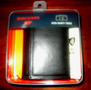 Dockers Men's RFID-Blocking Extra Capacity Trifold Interior Zipper Wallet Black - Picture 1 of 2