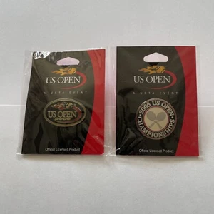 Two US Open Pins Tennis USTA 2006 Pin new sealed button collect racket ball - Picture 1 of 4