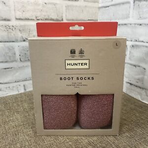 NEW Hunter Boot Socks Original Tall Glitter Cuff Pink Sand Women’s Large 8-10