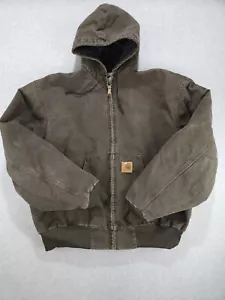 Vintage Carhartt hooded lined Duck Brown canvas J06 TMB jacket Coat 2XL Regular - Picture 1 of 20
