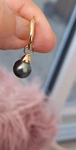 Perlfekt 585 Gold Creolen mit Tahitiperle QVC wie neu - Bild 1 von 3