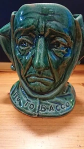 Vintage Porcelain Double-Faced Jester Tobacco / No Tobacco Jar no lid - Picture 1 of 7