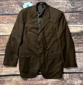 Jones New York Men's Cashmere Worsted Wool Brown Pinstripe Jacket Blazer 42R - Picture 1 of 8