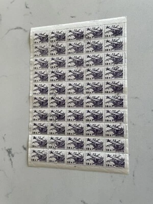 Korea 1953 Full Sheet of 50 (G) +Douglas C-47 Over Ship #C10 +Canceled - Image 1 of 2