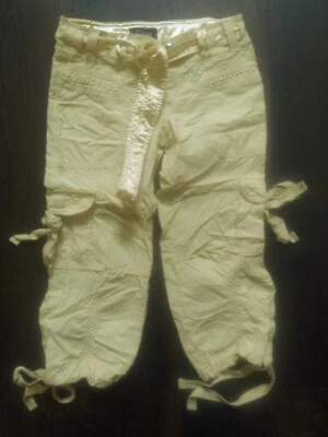 Miss Me Light Yellow Cargo Pants Womens Size Small Belt - Image 1 of 4